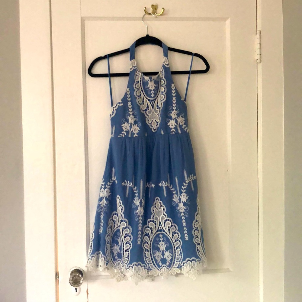 Dolce Vita Embroidered Blue & White Dress XS